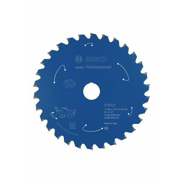Bosch Lame de scie circulaire Expert for Stainless Steel, 140 x 1,5-1,2 x 20, 30 dents - 2608644531