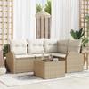 VidaXL 5-Piece Garden Sofa Set with Brown Cushions Poly Rattan 3346031