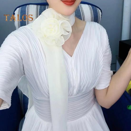 Langer Schal aus Chiffon-Satin mit Blumendekor, atmungsaktiv, vielseitiger Strandschal, Sonnenschutz, Chiffon-Schal für den Alltag