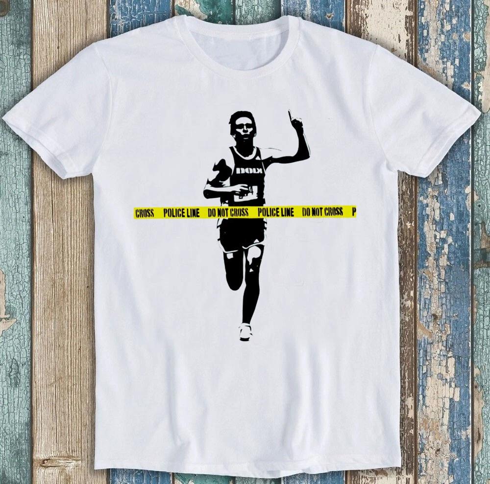Banksy Marathon Runner Police Line Best Seller Funny Gift Tee T Shirt M1634 XXXL