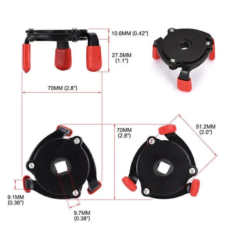Universal 3 Jaw Adjustable Oil Filter Wrench, 65-100mm Range Heavy Duty Carbon Steel Removal Tool for Cars,SUVs&Trucks,Auto Repair Maintenance