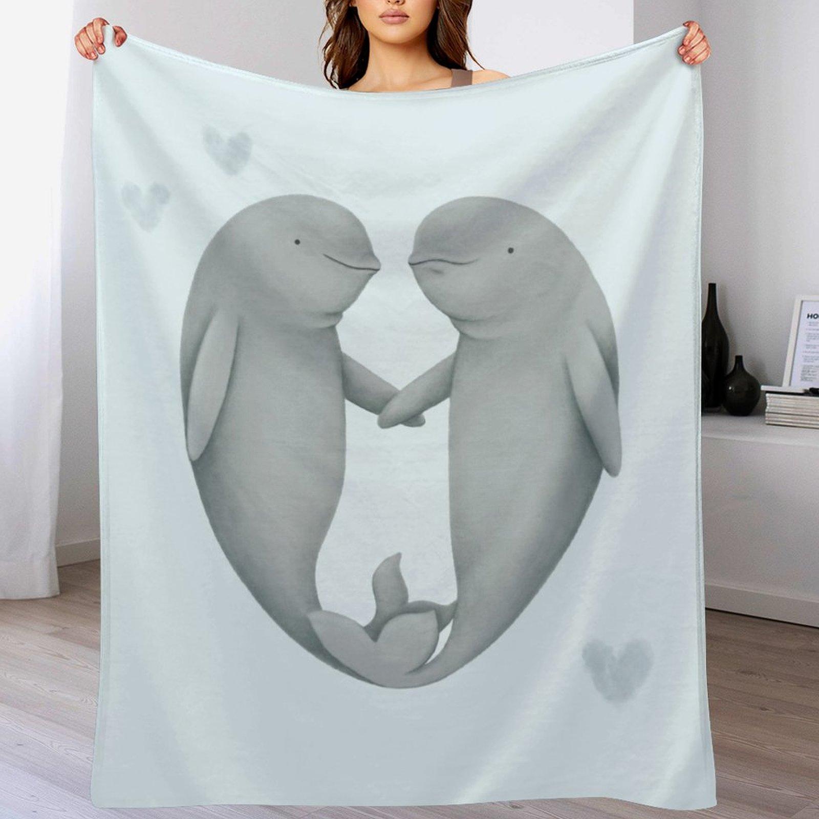 

Beluga Love Throw Blanket Multi Purpose Soft Warm Blanket for Home Travel 102x76cm(40x30in)