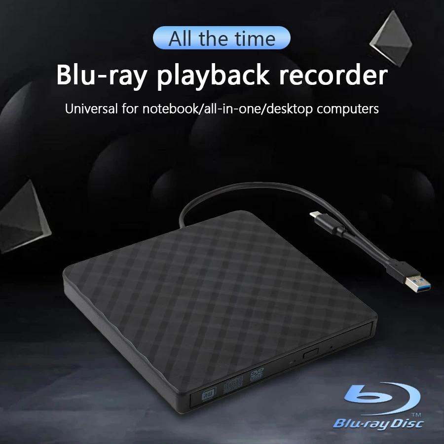 2 In 1 USB3.0 Type C Optical Drives Slim External DVD RW CD Writer Drive Burner Reader Player For Laptop PC Portable DVD Burner
