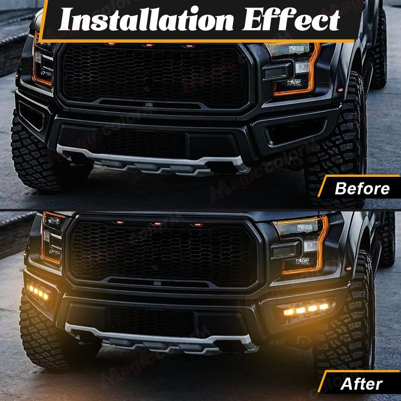 1set Daytime Running Lights For Ford Raptor SVT F150 2009 2010 2011 2012 2013 2014 DRL LED Fog Lamp Yellow Turn Signal Light