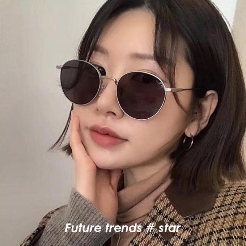 Liu Renna With Sunglasses Women'S Trendy Retro Small Frame Round Sunglasses Metal Glasses 8874