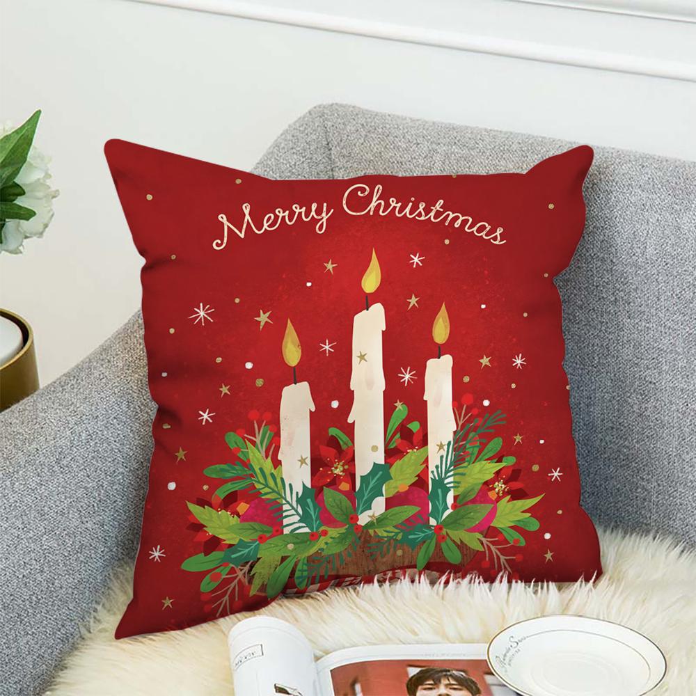 Merry Christmas Art Logo Pillow Case For Car Sofa Decorative Home Double-sided Print Plush Square Throw Pillow Cushion Cover