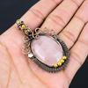 Rose Quartz Gemstone Pure Copper Wire Wrapped Handmade Pendant Jewelry For Gift