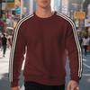 Loose Thin Seven Stripes Mens Waffle Crew Neck Casual Sports Breathable Sweatshirt
