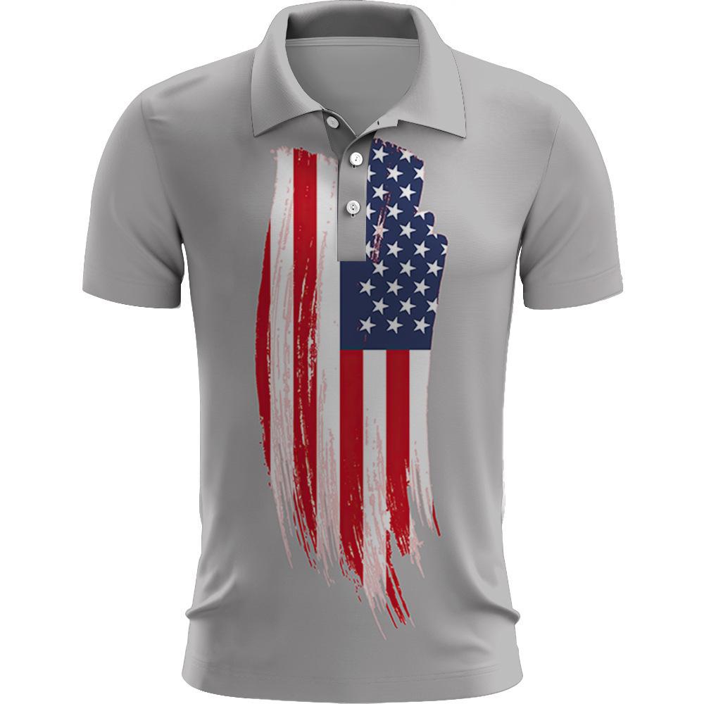 Independence Day 3D Printed Men'S Short Sleeve Polo Shirt Casual Sports Trend Top
