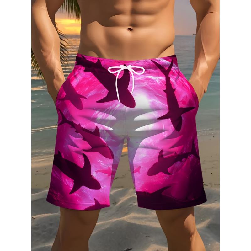 Men s stylish printed beach shorts with shark pattern print M