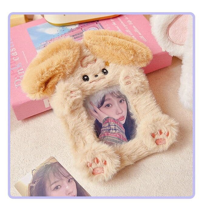 [USED] E1 Trading Card Case Puppy Fluffy Plush Toy Fan Activity Keychain Korea
