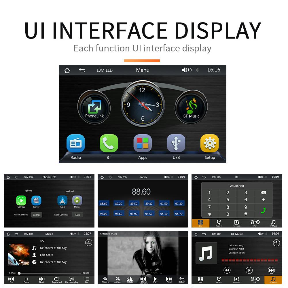B5300 7inch CarPlay Android Auto Car Radio Multimedia Video Player Portable Touch Screen With USB AUX For Rear View Camera