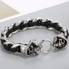 Pulsera Punk de Cuero Trenzado Lobo para Hombre Pulseras con Encanto de Mano para Hombre con Forma de Cabezas de Cráneo de Dragón Joyería de Acero Inoxidable de Lujo Gótico