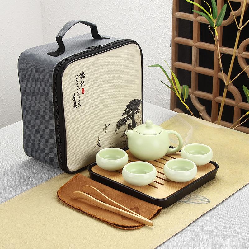 Jiangtai Hui Dehua Pottery Travel Tea Set Portable Outdoor Xishi Pot Business Gift
