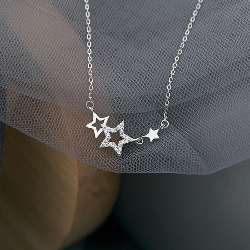 Collier ras du cou en métal argenté avec pendentif étoile et zircon pour femme, chaîne tendance, bijoux tendance, cadeau