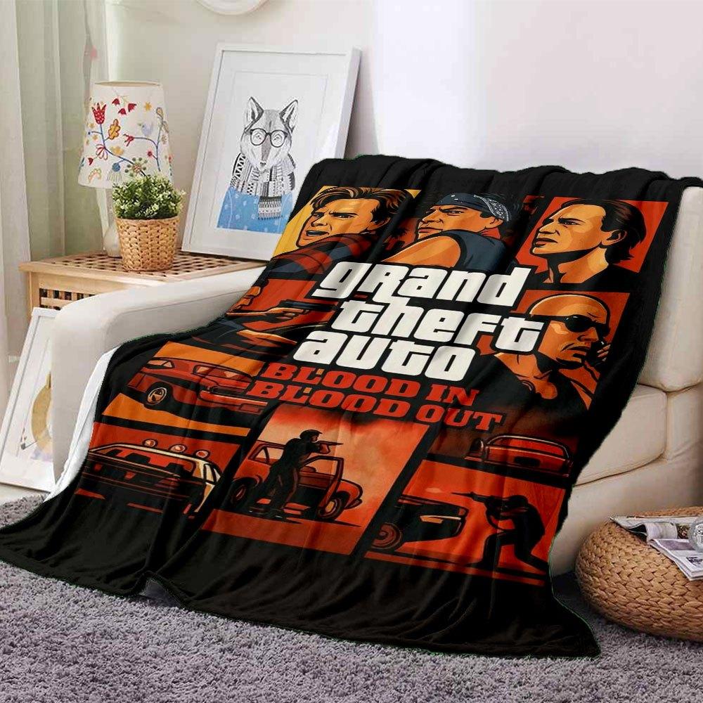 1pc Grand Theft Auto Soft Flannel Blanket with Designer Print A Cozy Blanket for All Seasons, Perfect for the Couch, Bed, Office