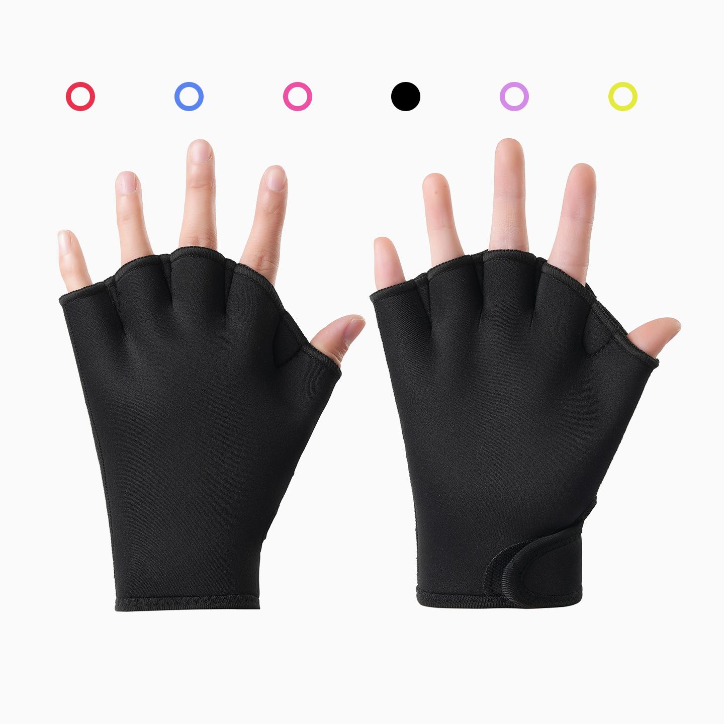 

Surfing Microfibe Swimming Gloves Water-resistant Aquatic Training Mittens For Swim, Dive & Fitness | Secure Wrist Strap Design L