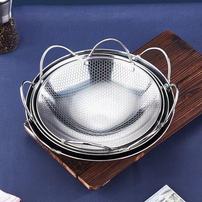 1Pc Stainless Steel Honeycomb Skillet Non-Stick With Handle Scratch-Resistant Cooking Pasta Steak Porridge Ramen
