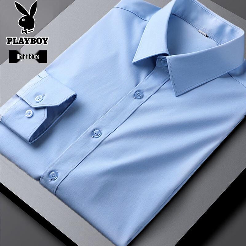 PLAYBOY Men s 2025 A/W Fleece-Lined Bamboo Fiber Business Long-Sleeve Shirt 40