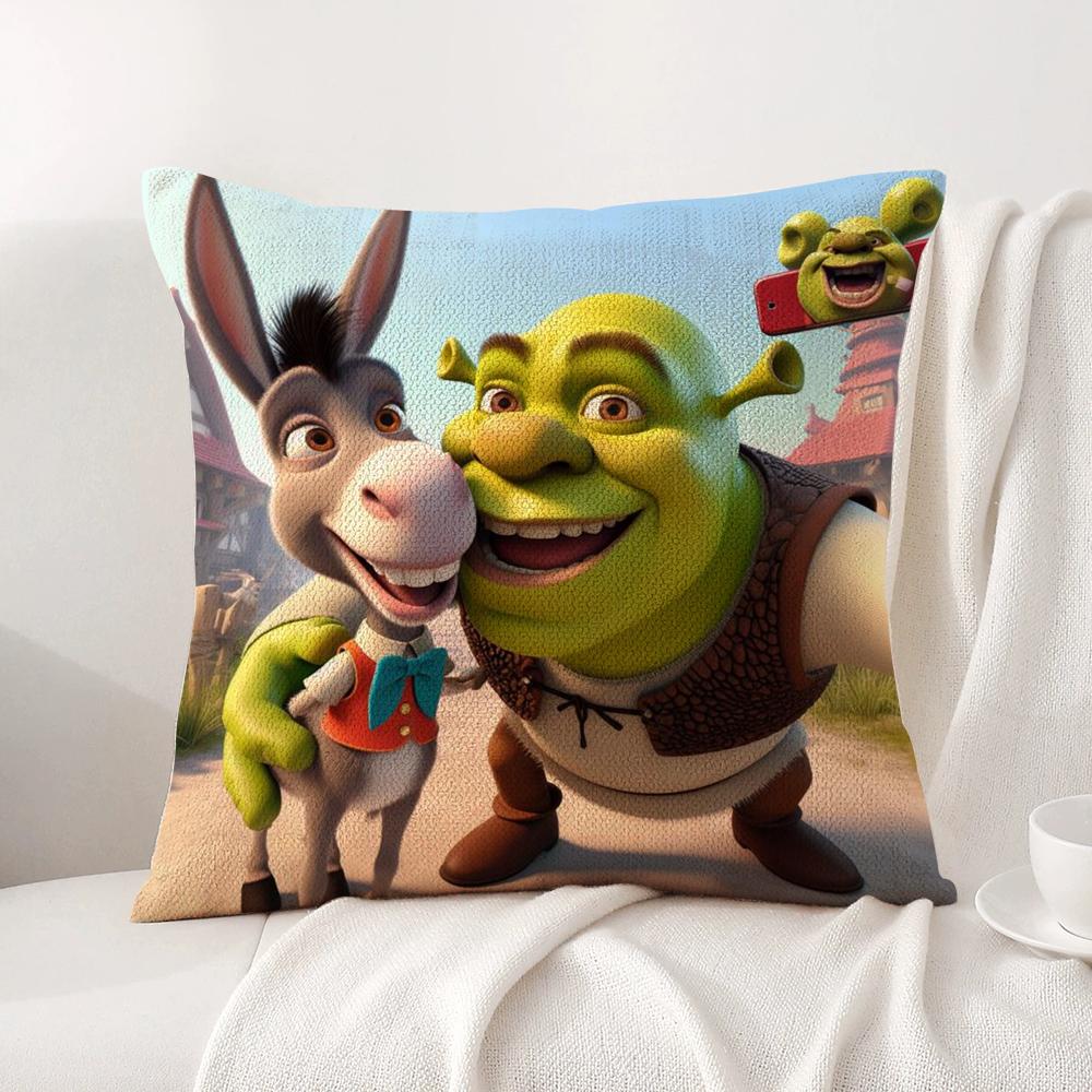 Funny Cartoon S-Shreks Pillow Case Natural Linen Organic Fabric Double-Sided Printing Breathable Perfect For Home Decor