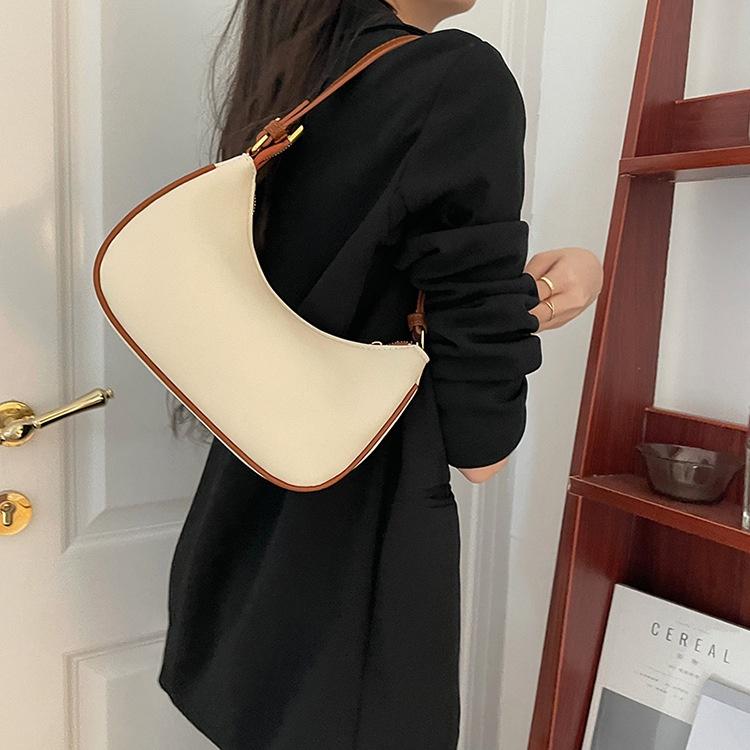 Lady Vintage Dumpling Underarm Bags For Women PU Leather Zipper Shoulder Bag