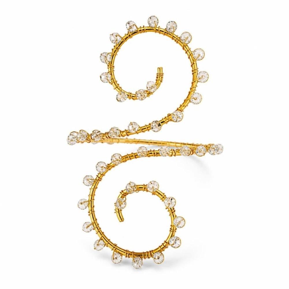 Adjustable Wire Wrapped Bracelet Rhinestone Spiral Arm Jewelry New Adjustable Armlet Women