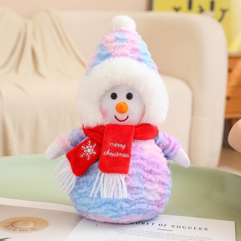 

Adorable Plush Snowman Doll With Colorful Scarves Perfect For Christmas Decorations StyleC