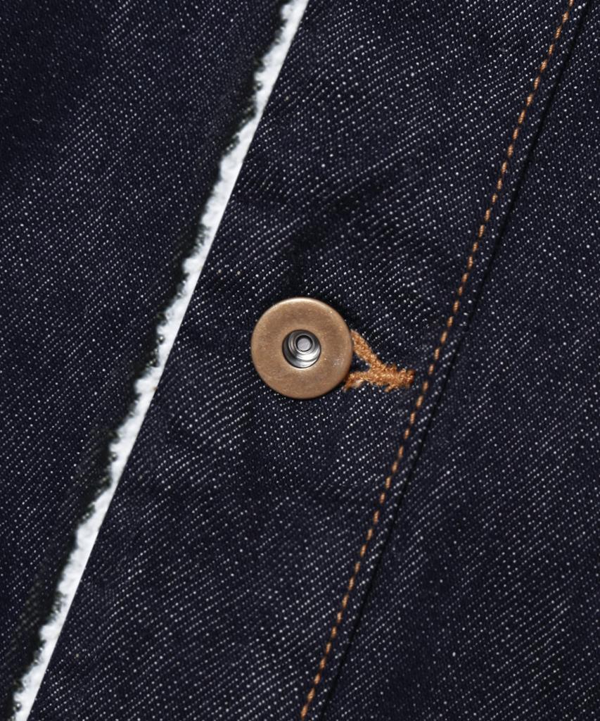 Trillion Leather Patch Sherpa Denim Jacket_Indigo