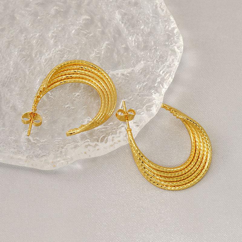 Simple stainless steel twist geometric stud earrings women's high sense geometric temperament versatile earrings