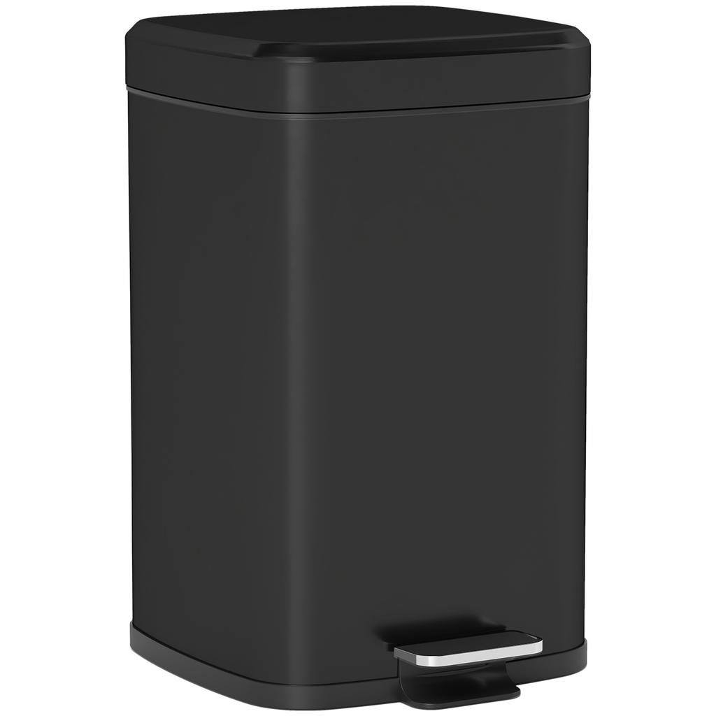 20L Modern Boxy Metal Home Kitchen Bin Black