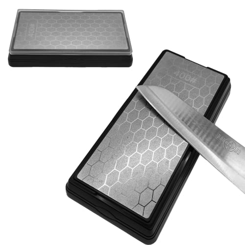 Deruilong Double-Sided Diamond Whetstone for Scissors, Knives, and Outdoor Kitchen Sharpening Tools, 400# Coarseness/1000# Extra Fineness