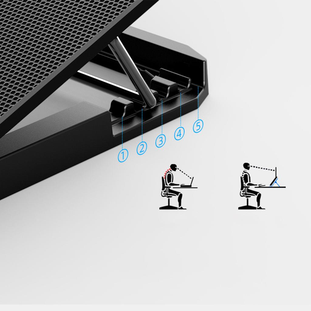 Base de Refrigeração para Laptop 6 Ventoinhas de Alta Velocidade Dissipação Rápida de Calor Antiderrapante Suporte Estável Preto Notebook