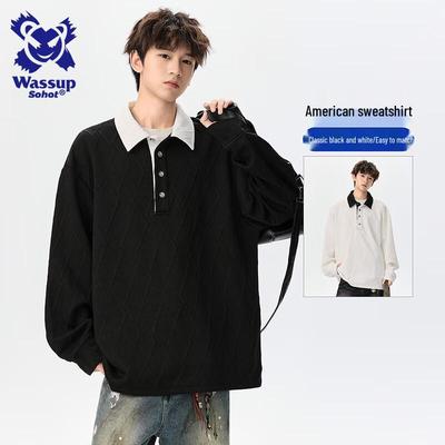 Wassup Sohot Men's Color-Block Striped Pullover Hoodie