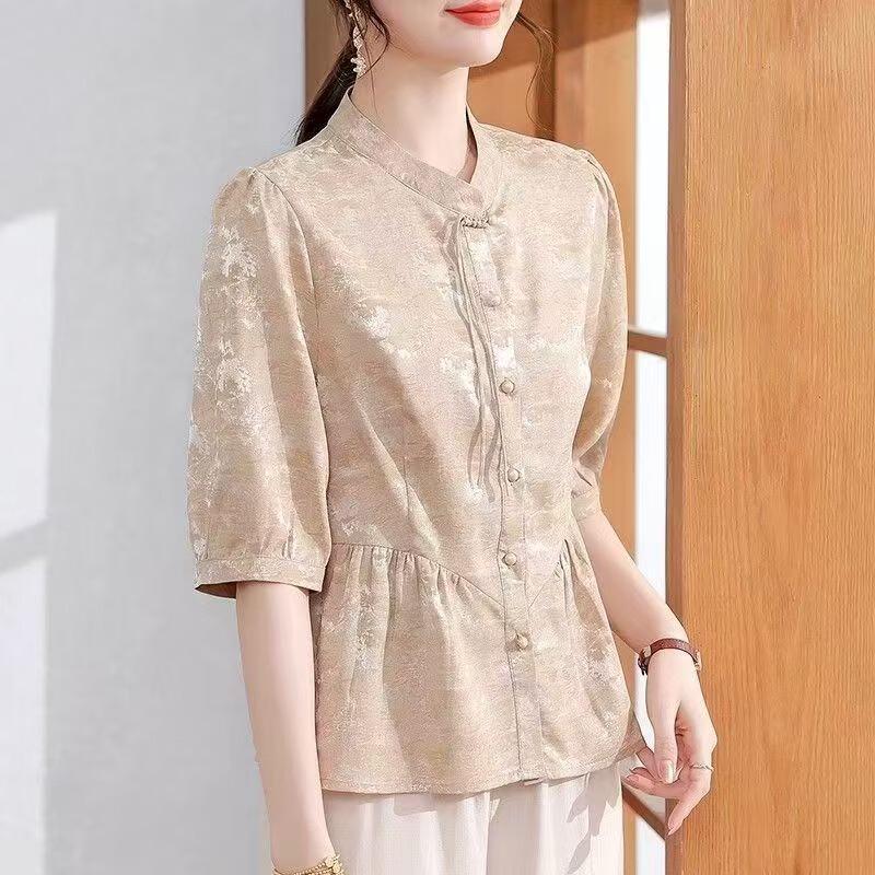 Hodo Women's Chinese Style Seven-Sleeve Shirt