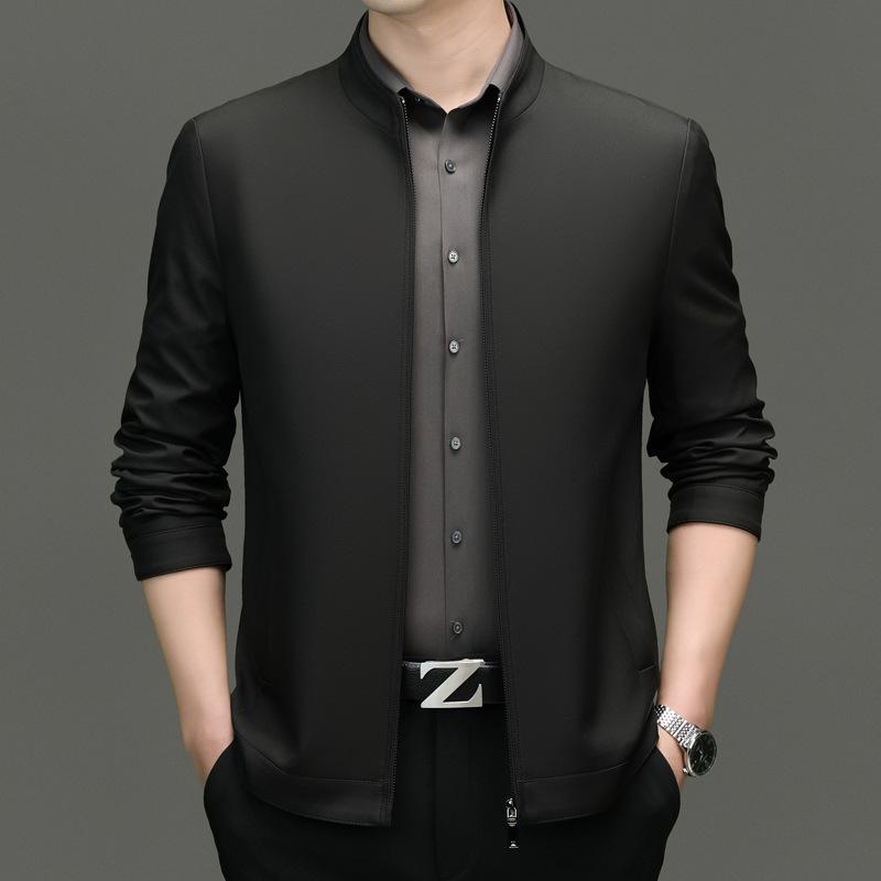 Stand-up Collar Jacket Zipper Business Jacket Middle-aged Men's Jacket Dad Jacket