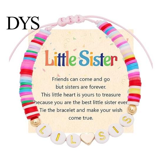 Adjustable Kids Bracelet Sister Friendship Beaded Bohemian Colorful Polymer Clay Beads Big Sis Gift for Women Friends Girls Daily Wear