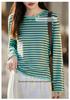 Women's French Retro Stripe Knitwear: Long Sleeve Round Neck Thin Wool Autumn Shirt