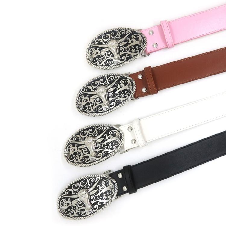 Convenient Waist Belt Bull Head Buckle Waist Belt PU Leather Wide Belt Adjust Coat Dress Female Western Waistband