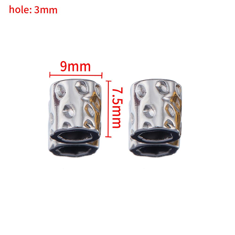 10PCS Stainless Steel Gold Plated Round Oval Dots Texture Cylinder Spacer Beads for Needlework DIY Bracelet Jewelry Making Craft