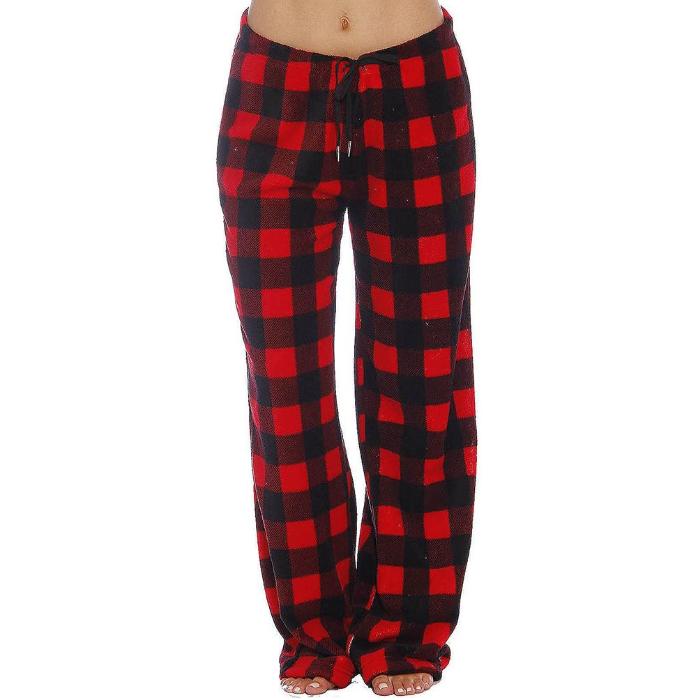

Flannel Plaid Fleece-lined Drawstring Casual Pants S