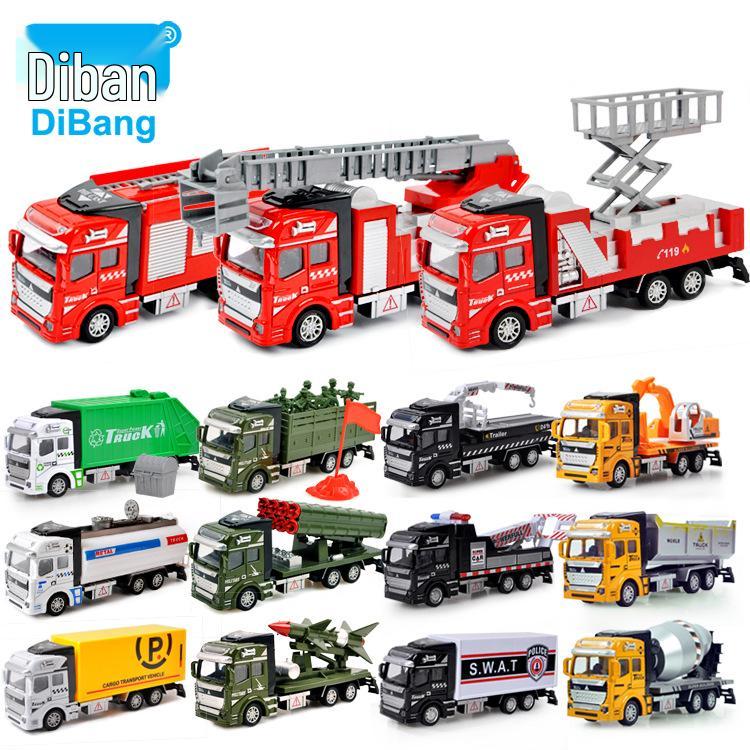 Children's Pull-Back Alloy Fire Ladder Truck Toy