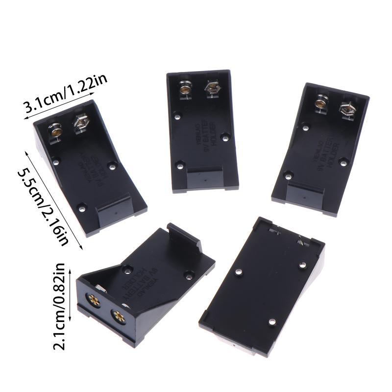 

5PCS Black 9V Battery Holder With Pins 9V Battery Clip Holder 9V Battery Case 9V Box DIY Accessories чорний