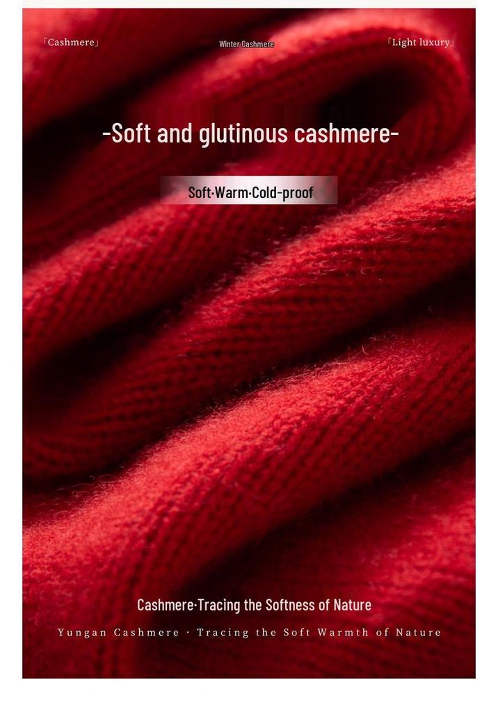 Women's Cashmere Round Neck Double Ply Thick Sweater - Solid Color, Loose Fit for Autumn & Winter