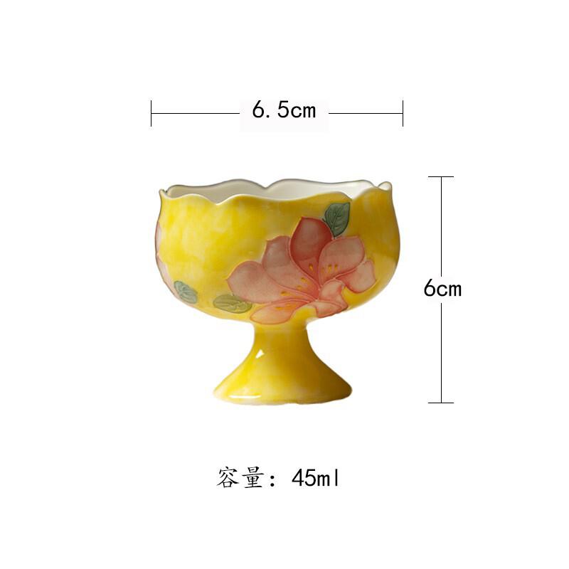 

45ml Hand-painted Lily High Foot Teacup Boutique Tea Bowl Set Of Cups Tea-tasting Meditation Cup Jianzhan Master Cups Tea Items As Your Choose