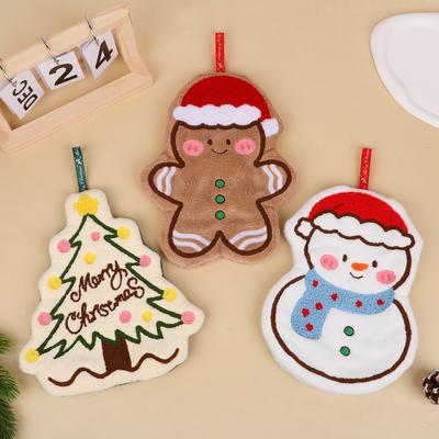1/3 Stück Weihnachten Korallenfleece Handtücher für Küche Badezimmer Cartoon Lebkuchenmann Schneemann Baum Design Handtuch Neujahrsgeschenke