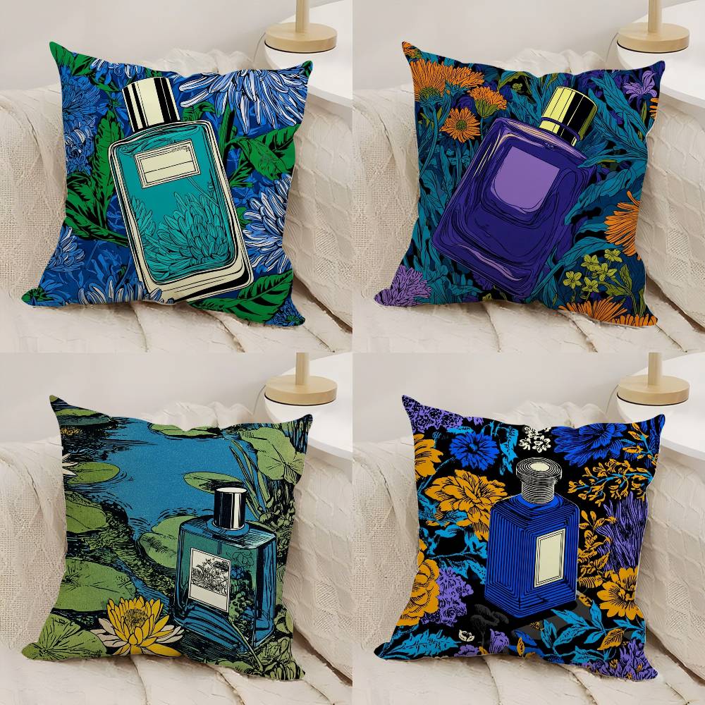 Luxury Perfume Illustration Pillow Case Office Sofa Dorm Chair Back Short Plush Double-sided Printing Home Cushion Cover