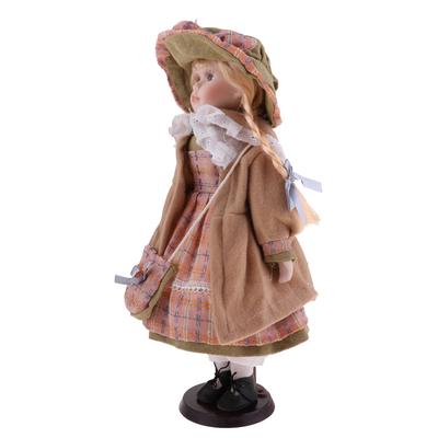 40cm Lovely Porcelain Girl Dolls People Figures with Clothes Yellow & Pink