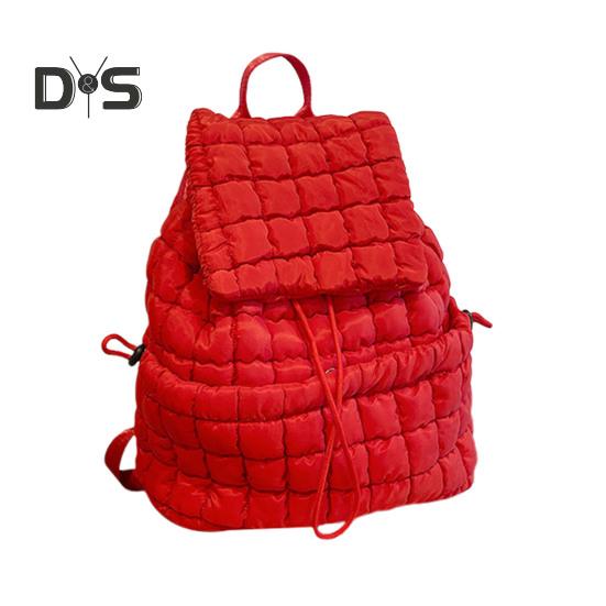 18L Quilted Backpack for Women Puffer Hiker Pack Top Flap Drawstring Backpack Padding Travel Cloud Gym Bag