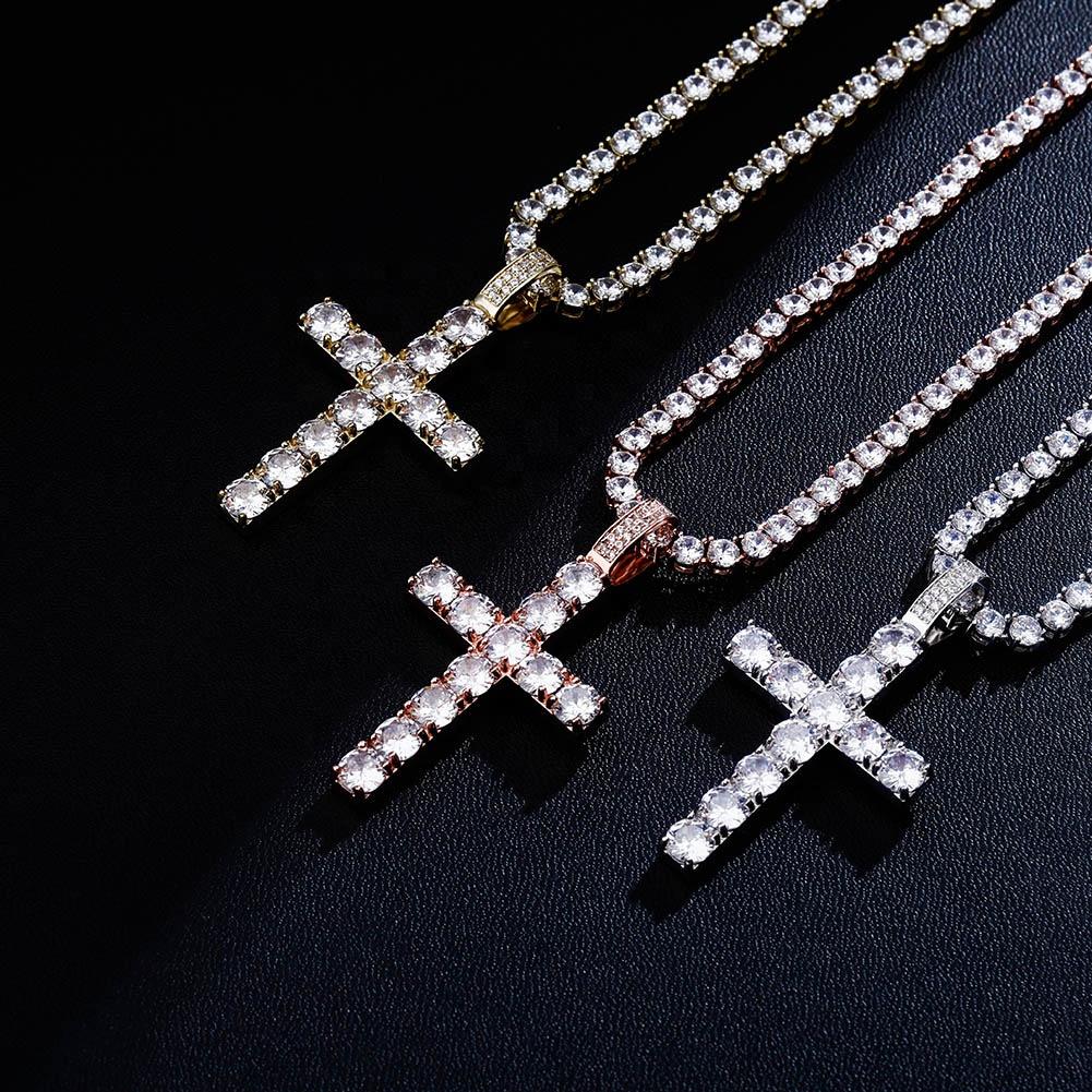 High Quality Cross Pendant Gold Plated Iced Out Micro Pave CZ Pendant Hip Hop Delicate Fashion Jewelry Pendants Charms for Women