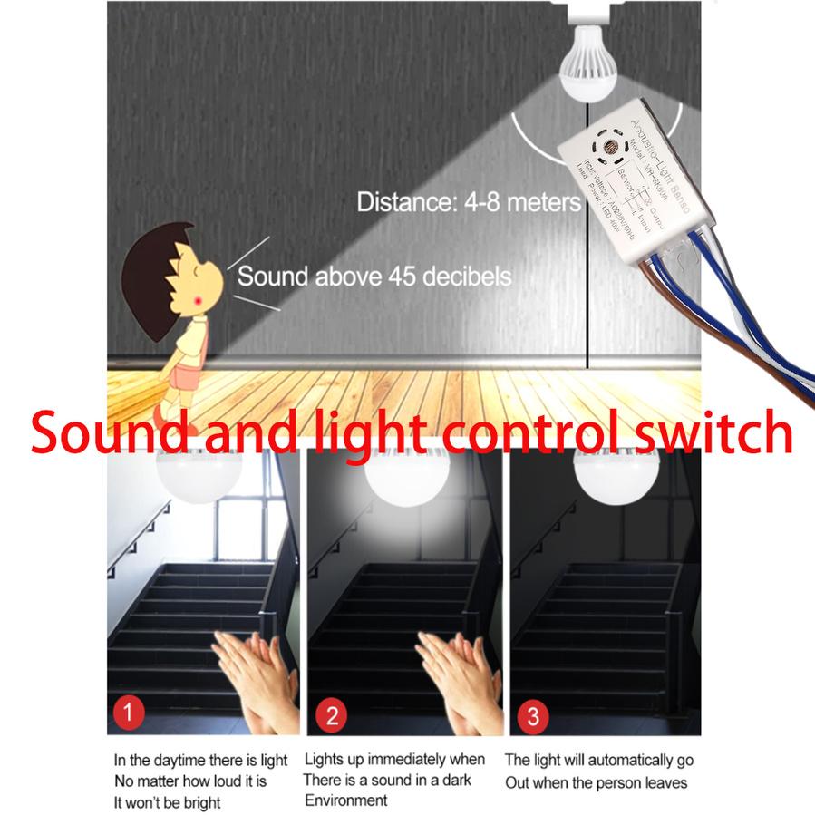 VnnZzo 220V Module Detector Auto On Off Intelligent Sound Voice Sensor Light Switch Use In Corridor Bath Warehouse Stair
